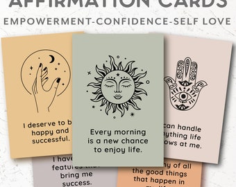 Positive affirmation cards, Self Love deck, self care cards, motivational cards for women, Mindfulness cards, Manifestation cards printable