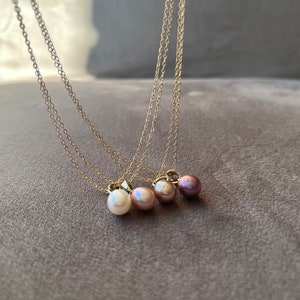 Natural Freshwater Pearls Necklaces, Titanium steel 18K Gold Plated, Oval Pearl Pendant, Separable Pendant
