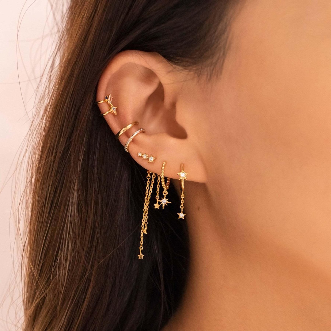 CRYSTAL METEOR STUD EARRING / YEL main image 1