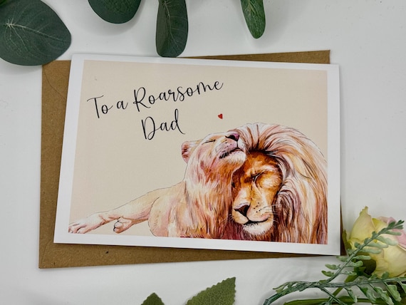 Roarsome dad | birthday card | lion card | birthday | card for him | cute comical | Father’s Day | animal | general card | cub