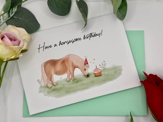 Happy birthday | birthday card | horse Shetland pony card | Cute card | horsesome| card for him | card for her | horse lovers |equestrian  |
