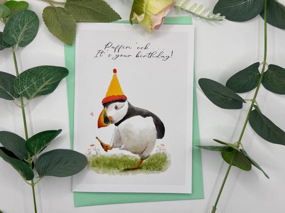 Puffin card | birthday card|  puffin ‘eck | card | Cute card | birthday wishes| card for him | card for her | Yorkshire saying | bird lover