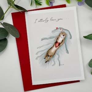 Tarjeta para amantes de las nutrias / tarjeta general / tarjeta linda / tarjeta de aniversario / tarjeta del día de San Valentín / tarjeta alentadora / tarjeta en blanco / nutria te amo