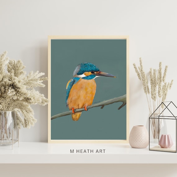 Kingfisher art | illustration bird |  gift wall art | fine art print | nature lovers | watercolour | animal wall art | print | ornithology