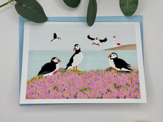 Puffin card | birthday card| get well card | bird card | general card | card for him for her | bird lovers | greetings card |  seaside