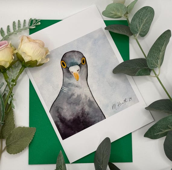 Wood pigeon card | birthday card| get well card | Cute card | general card | card for him | for her | bird lovers | comical card | blank