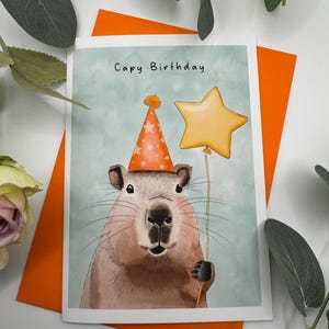 Capy Geburtstag | capybara Karte| süße Karte | kann personalisiert werden | Karte für Ihn | Karte für Sie | Kinderkarte