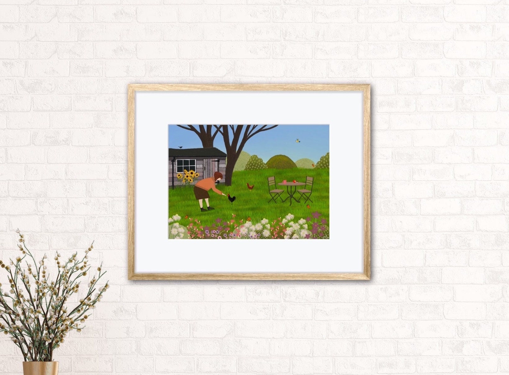 Pottering in the Garden Print Landscape Art Home Decor Wall Etsy