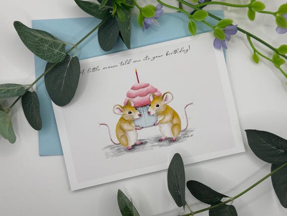 Mouse card | birthday card|  mice cupcake | card | Cute card | birthday wishes| card for him | card for her | little mouse told me candle