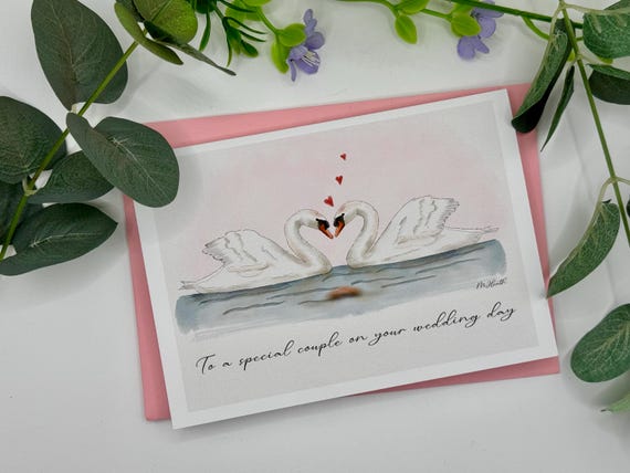 To a special couple on your wedding day |  wedding card | swan lovers card | Cute card | love card |uplifting card l wedding celebration
