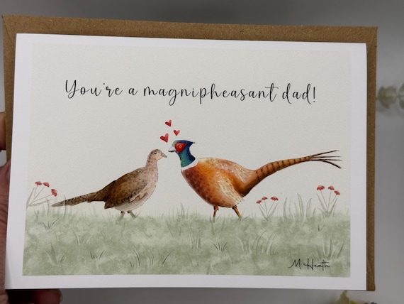 Pheasant card | birthday card | Father’s Day card | Cute card | pun | card for him | rustic | farmer | game bird | hunting gift  |