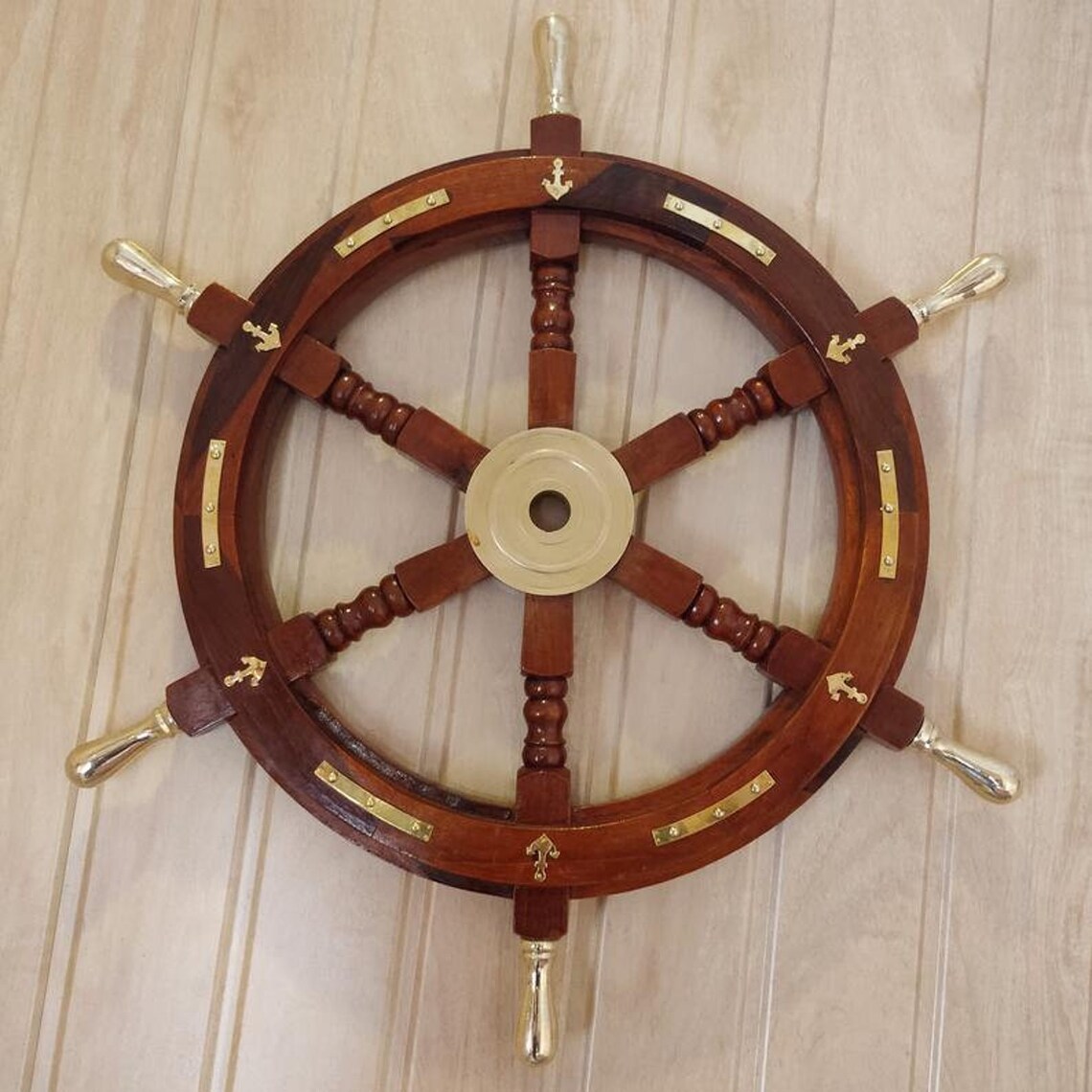 Wooden Wall Hanging Ship Wheel 36/24 Wooden Boat Etsy