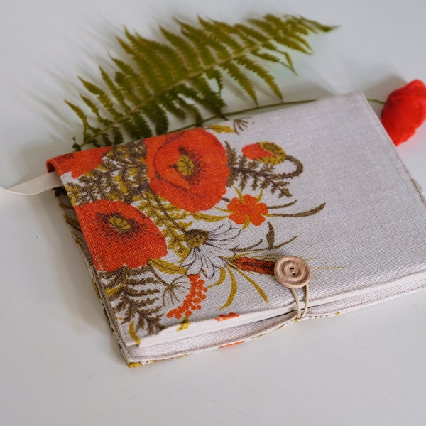 Eco friendly notebook with linen cover | handmade | 80 sheets | recycled paper | notes