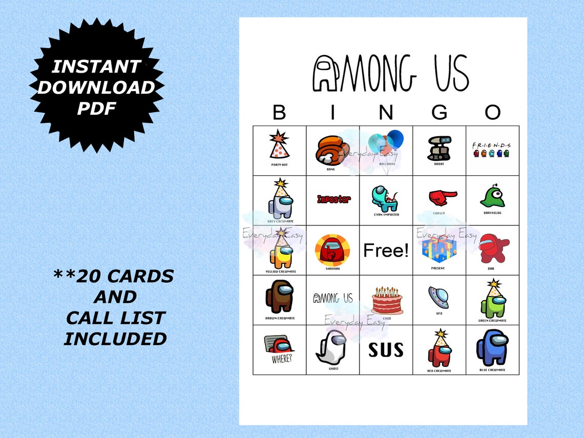 printable among us bingo among us party games among us etsy