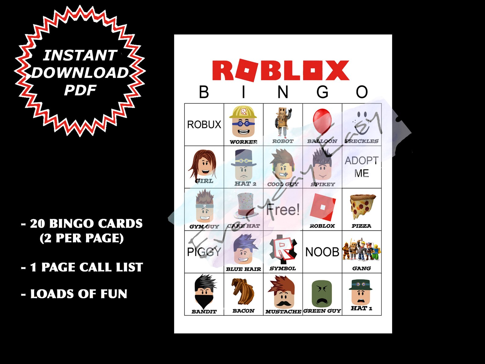 Printable Roblox Bingo Roblox Party Games Roblox Birthday Etsy