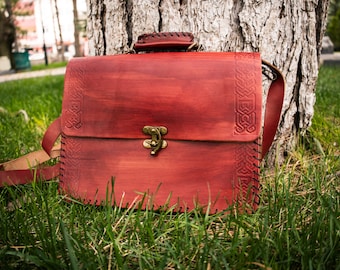 Handmade Leather A4 Size Red Bag | Leather Lawyer Bag | Leather Bag