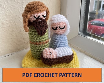 PDF CROCHET PATTERN Nativity Scene Christmas Mary Joseph Baby Jesus Children's Figure Amigurumi Tutorial