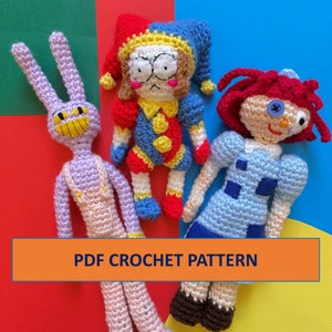 PDF CROCHET PATTERN The Amazing Digital Circus Pomni Jax Ragatha Amigurumi Pattern Gooseworks Glitch Productions Internet Animation
