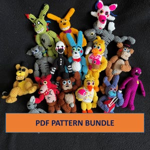 PDF CROCHET PATTERNS Five Nights at Fredbear’s Bundle Freddy Bunny Chicken Fox Toy Animatronic Spring Bunny Amigurumi Pattern