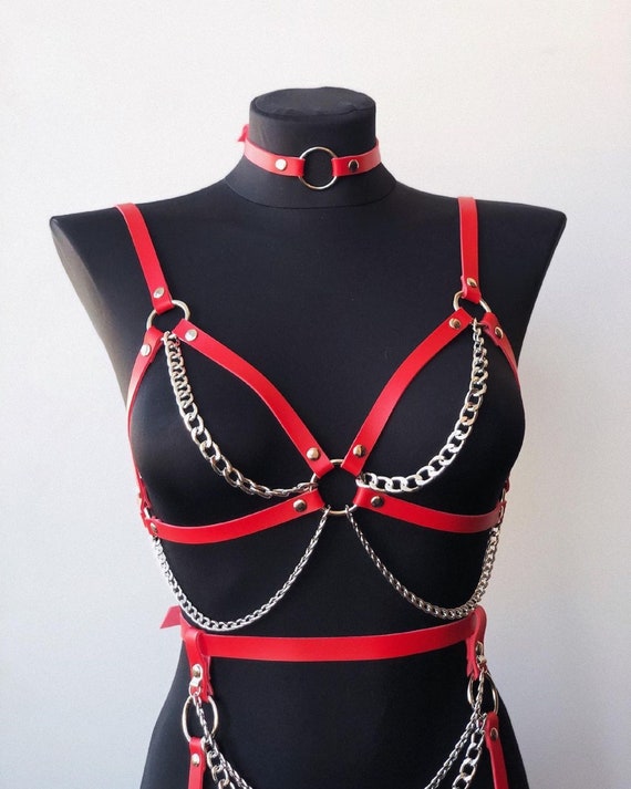 Women Leather Harness Belt Body Bondage Cage Bra Lingerie Party Festival