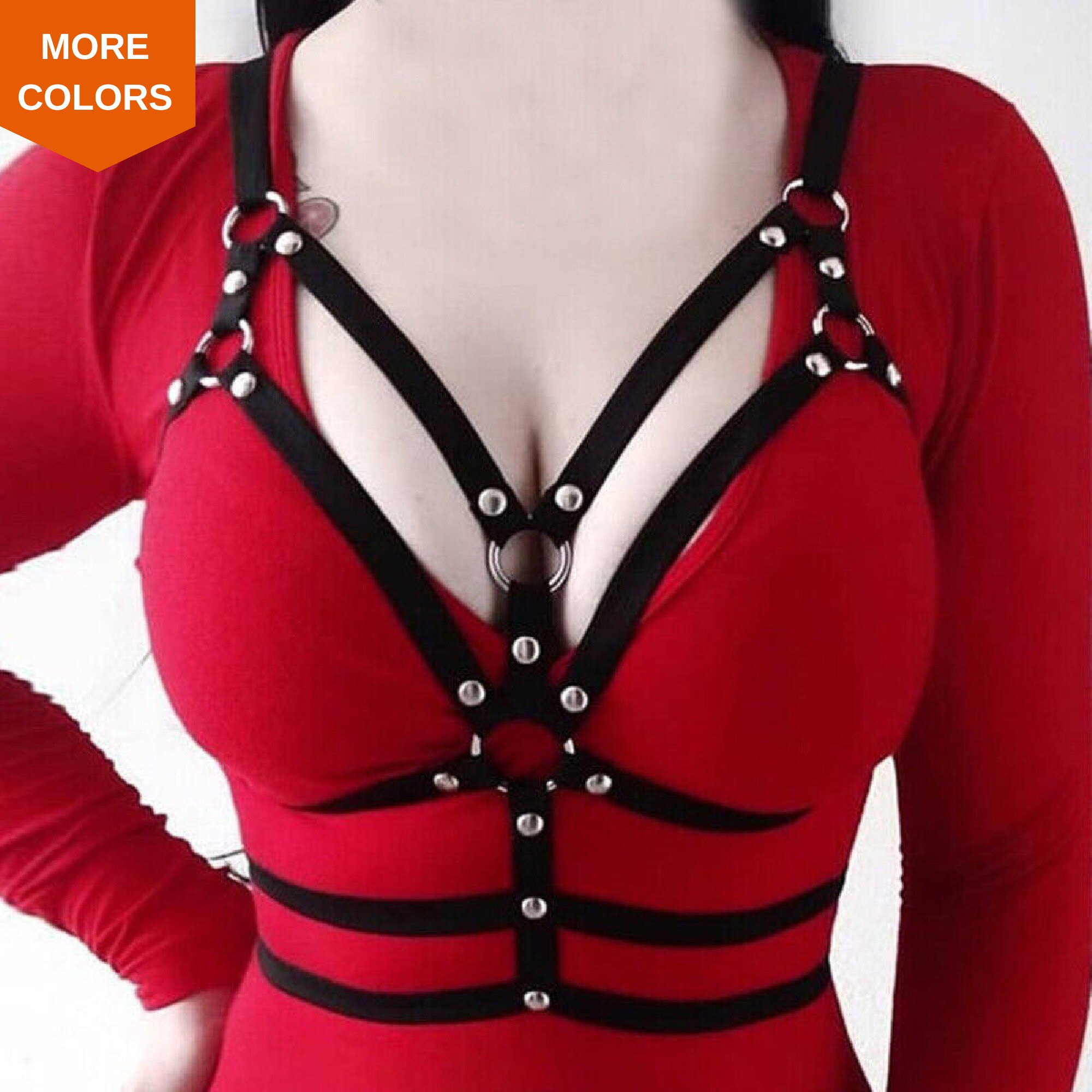  Red Pentagram Harness Bra Body Strappy Bras Top Cage Fashion  Fetival/Punk/Gothic Dress (Black3) One Size: Clothing, Shoes & Jewelry