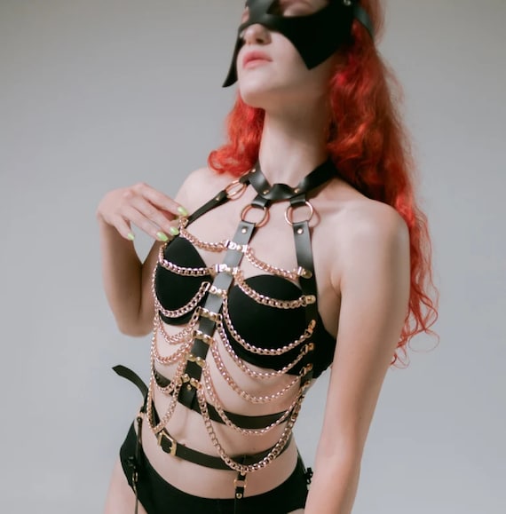 Women Faux Leather Harness Bra Belt BDSM Body Bondage Lingerie Nightclub  Cloth 