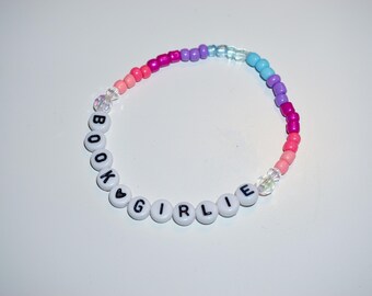 Book Girlie Beaded Bracelet, Reading Themed Jewelry