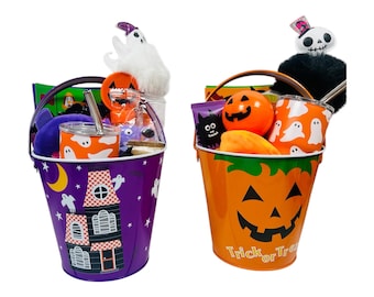 READY TO SHIP** 15 piece Kids Prefilled 4.5” Halloween Bucket Toys, Plush & Activities Gift Set kids boo bag