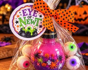 Botella de poción de slime de Halloween de 237 ml, brebaje de bruja con forma de ojo de tritón, juguete sensorial espeluznante, recuerdo para fiesta de Halloween, regalo de ojo brillante