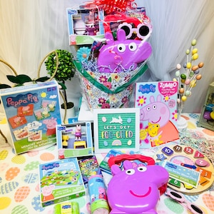 11 piece prefilled Peppa Pig kids gift basket birthday gift christmas gift Easter basket, kids Easter basket Easter basket