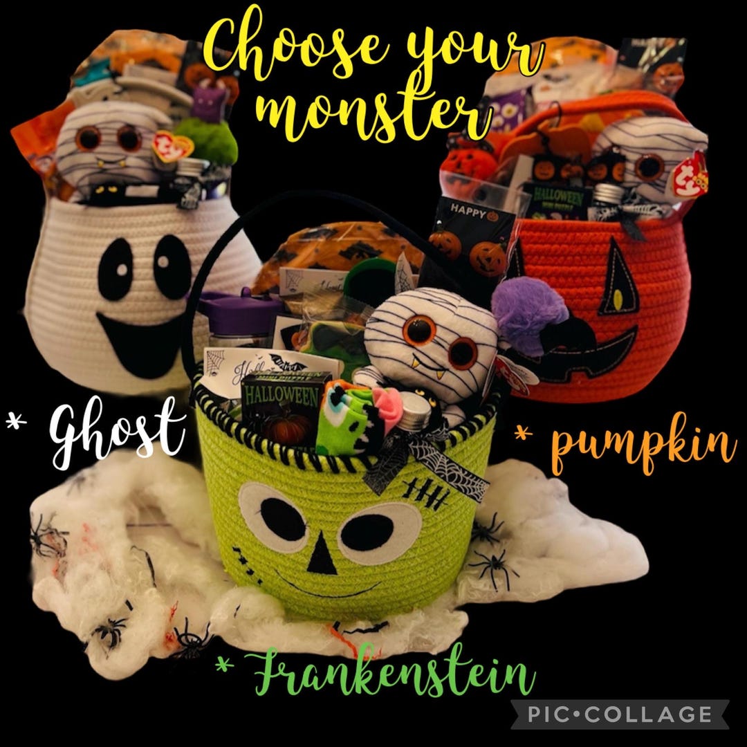 READY TO SHIP** Prefilled Halloween Monster Gift Basket: 18 Piece