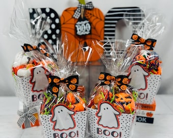 READY TO SHIP** Prefilled Halloween Boo Bucket: Stuffed Puppy, Squishy Pumpkin, Play-Doh