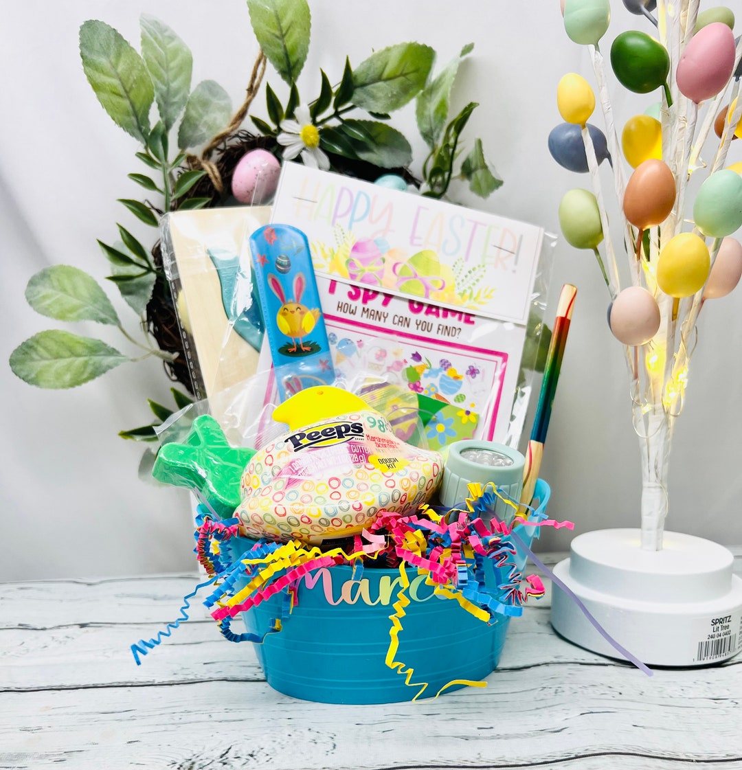 10 Piece Personalized Mini Easter Basket With Easter Toys and Easter