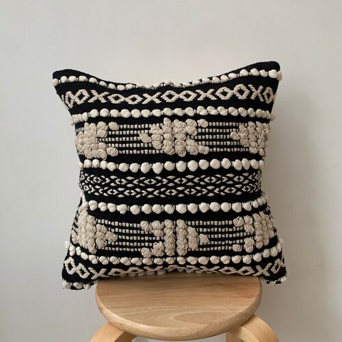 Scandi Cushion Black and White Geometric Cushion Monochrome Etsy UK