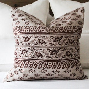 Red Floral Cotton Cushion with duck feather insert 45x45 - country style Home Decor - Red decorative throw pillow - Indian patterned pillow