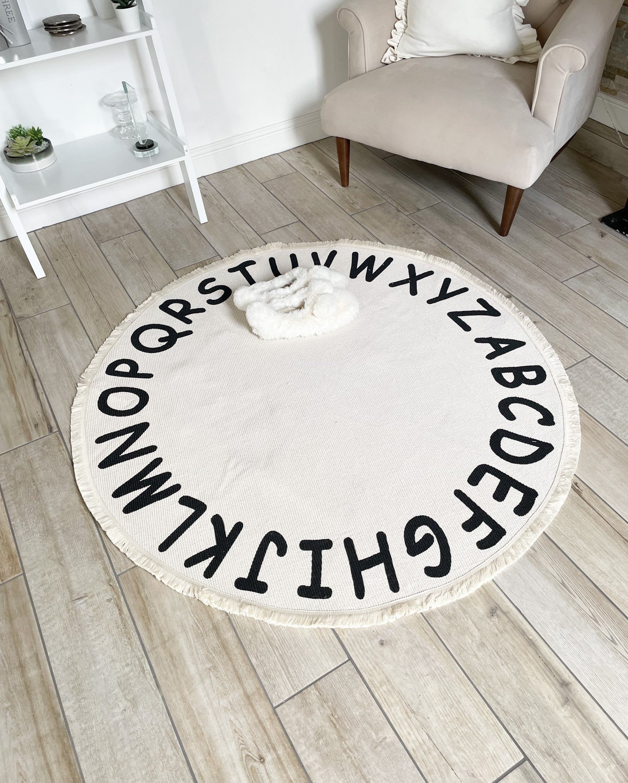 Realhomes Letters Round Rugalphabet Floor Carpettrain Non Slip Circle  Rugsanimal Anti Slip Mattoddler Area Rugsbeige Rug for Kid's Room 