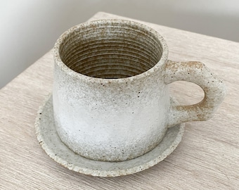 Modern Cup and Saucer Set, Grey Rustic Coffee Cup and Saucer, Mug and Saucer Set, Housewarming gift, Coffee and Tea Set