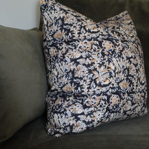 Brown Floral Indian Cushion 18x18inch in cotton
