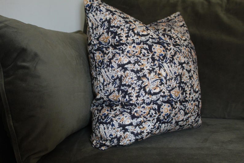Brown Floral Indian Cushion 18x18inch in cotton