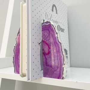 Agate Stone Bookends or Agate Stone Ornament, pink with Sold Agate Stone Bookends, Crystal Bookends in the UK, Agate Stone Slice