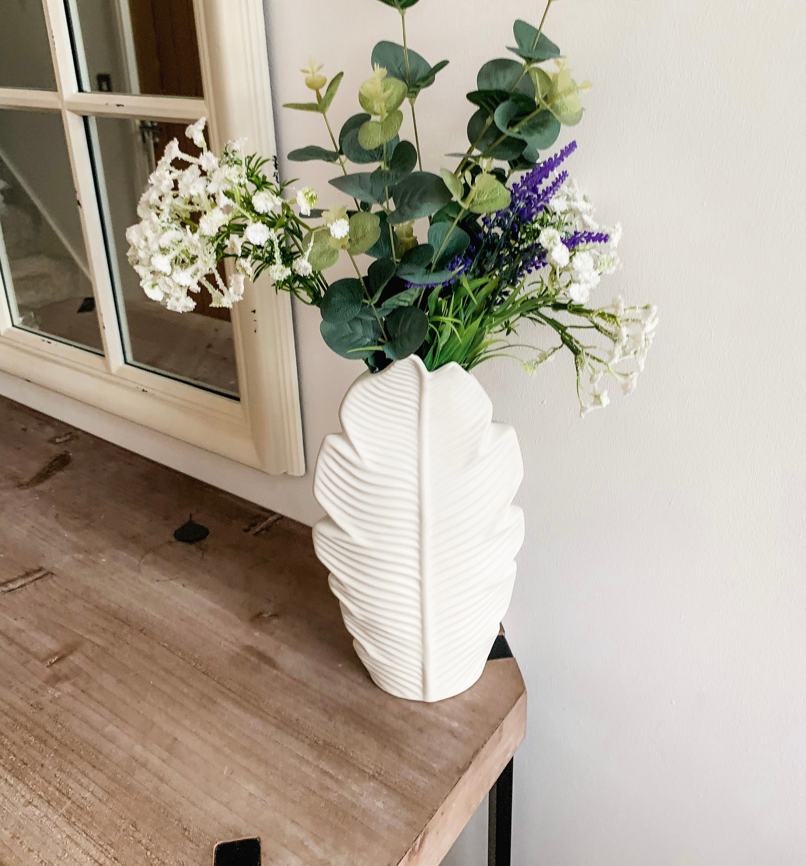 Feather Ceramic Vase in White Nordic Style Vase Vase in the Etsy