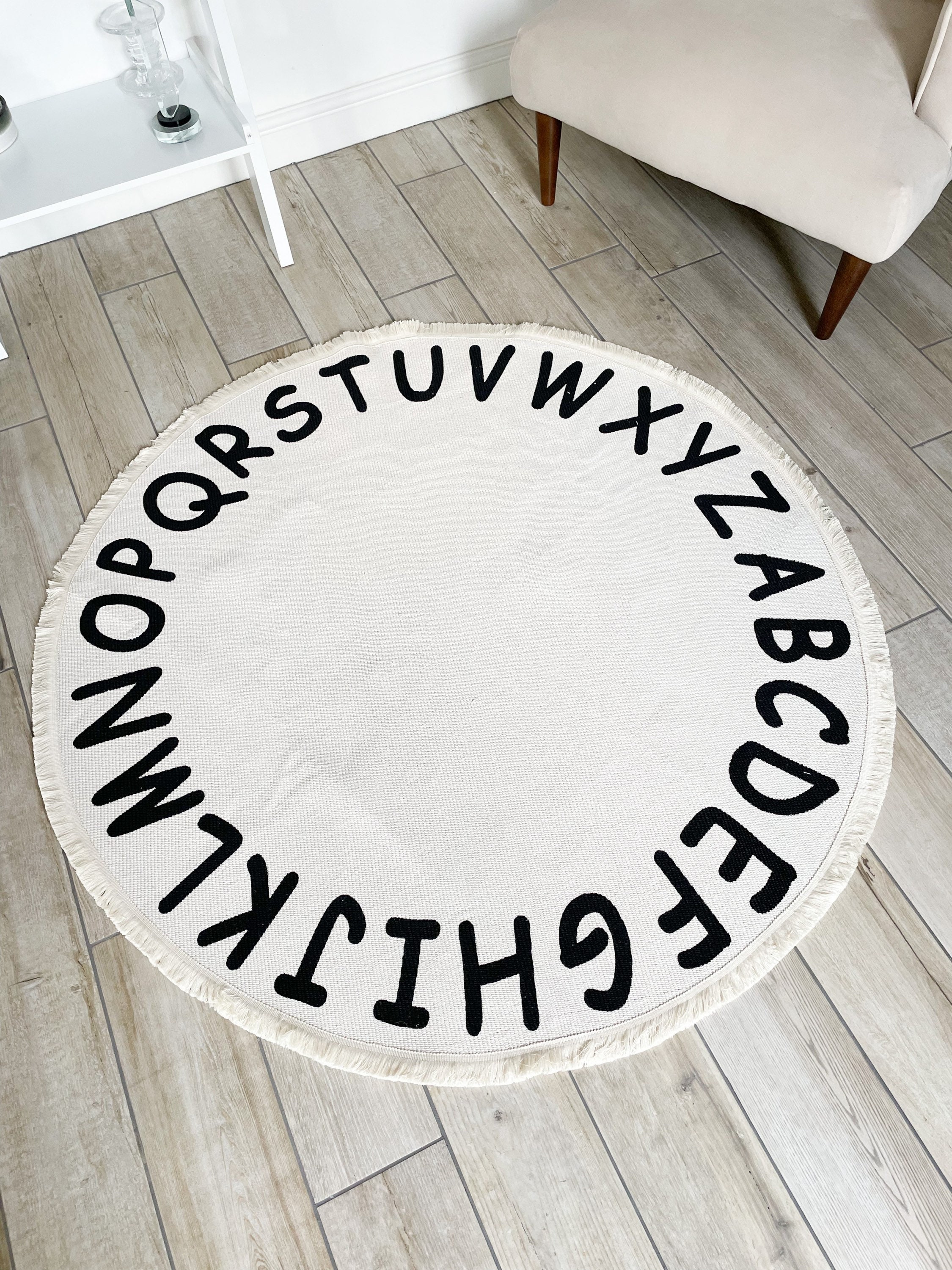 Children's Nursery ABC Round Rug Alphabet Circle Rug in Etsy