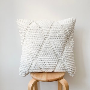 White Boho Cushion Cover, Throw Cotton Cushion, White Tufted Cushion Pillow, Bohemian Style Cushion, White Pillow Cover, White Cushions