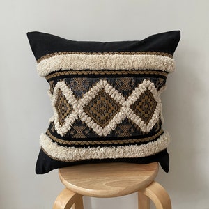 Black Beige Throw Pillow Cover Embroidered Cushion Case for 