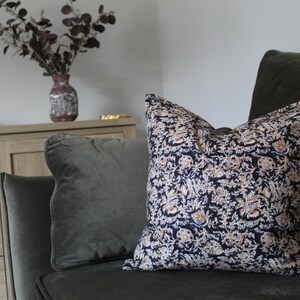 Brown Floral Indian Cushion 18x18inch in cotton