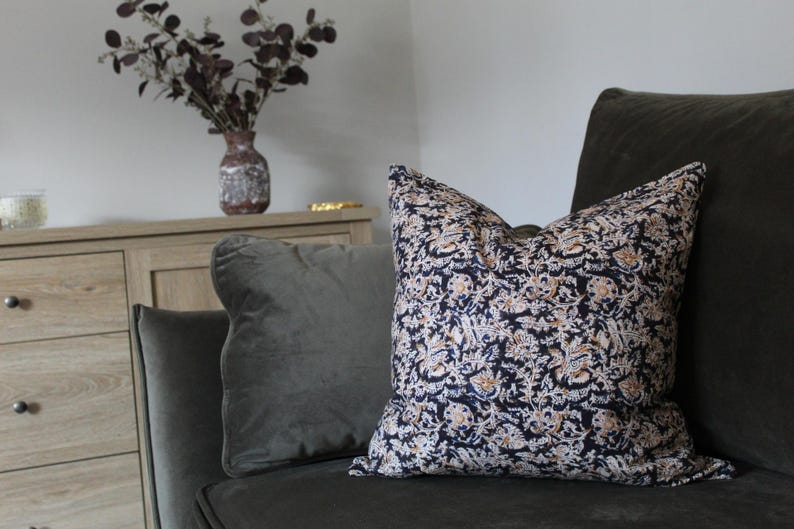 Brown Floral Indian Cushion 18x18inch in cotton