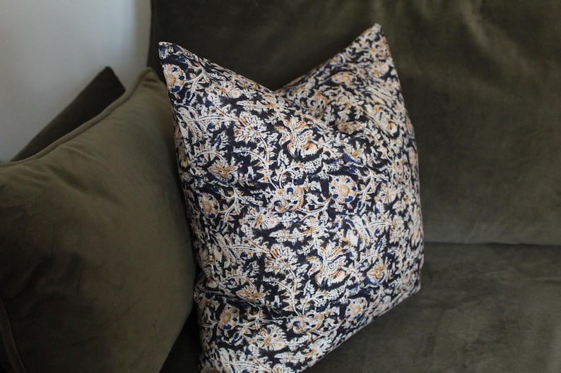 Brown Floral Indian Cushion 18x18inch in cotton