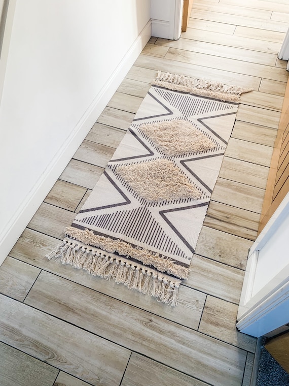 White Hallway Runner Boho Style Boho Floor Rug White and | Etsy