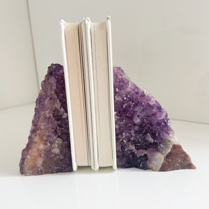Amethyst Agate Stone Bookends: Purple Crystals