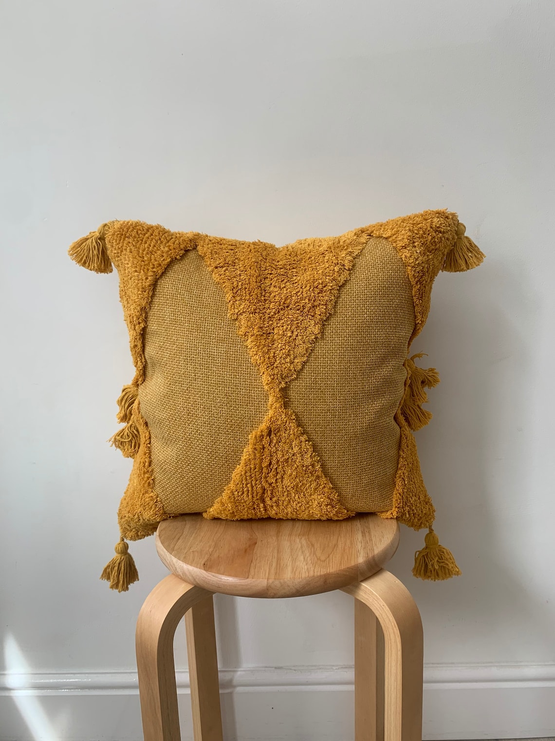 Mustard Boho Cushion Cover Cotton Cushion with Tassels Etsy